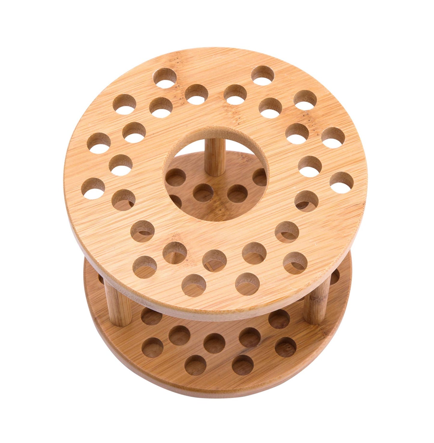 JackCubeDesign 360 Rotating Bamboo Watercolor Paint Brush Holder Water Coloring Brush Organiser Display Stand Tray Rack with 27 Holes and 1 Big Hole – MK441A