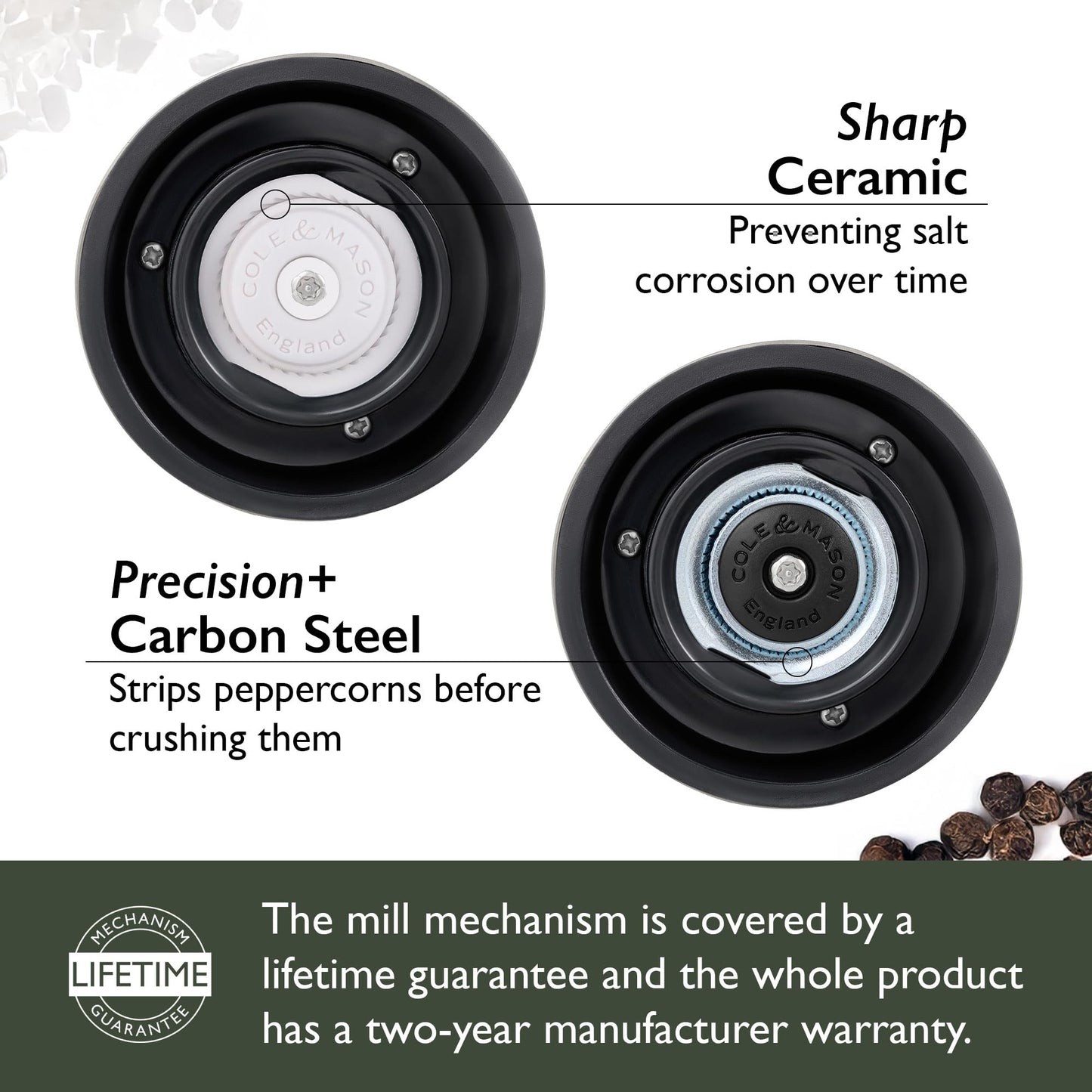 Cole & Mason Derwent Salt and Pepper Grinder Set - Refillable Salt & Pepper Grinder Set with Gourmet Precision Mechanisms - Kitchen Accessories for Cooking - Gift Set, Iron Grey