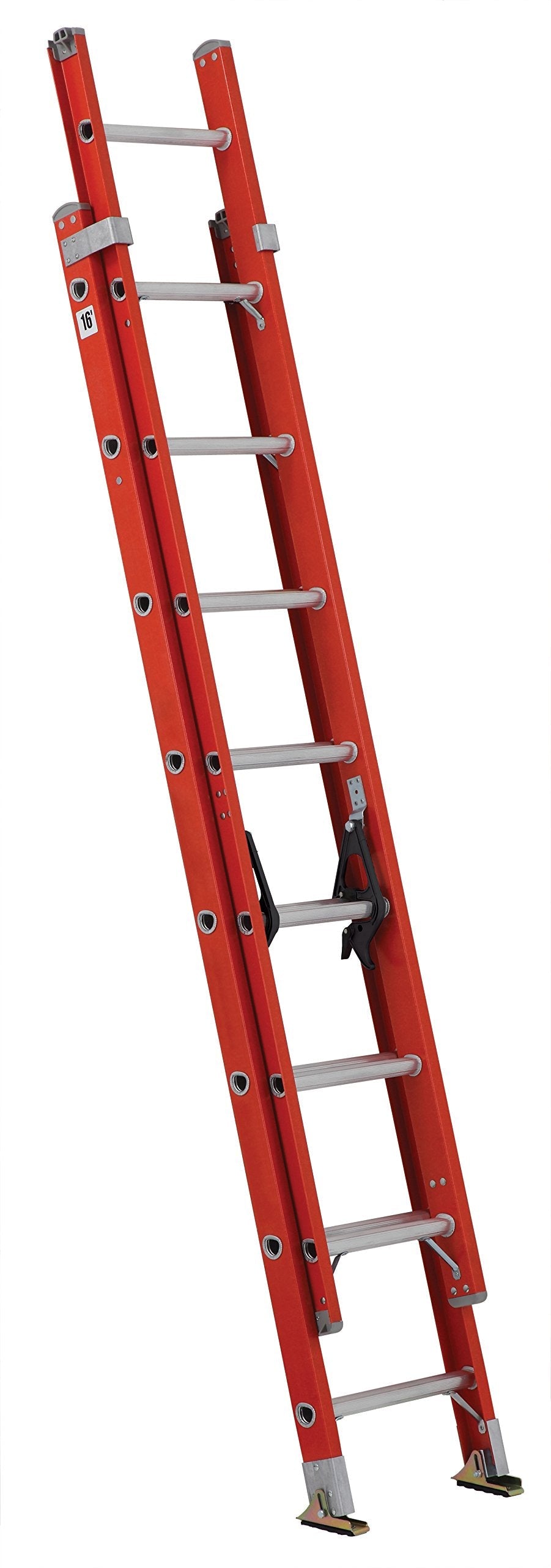 Louisville Ladder FE3216 Fiberglass Extension Ladder 300-Pound Capacity, 16-Foot, Type IA, Orange & LP-2200-00 Stabilizer, Silver