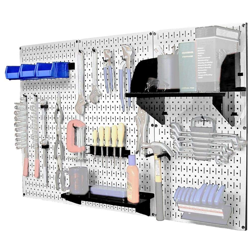 Wall Control 30-WRK-400WB Standard Workbench Metal Pegboard Tool Organizer,White/Black