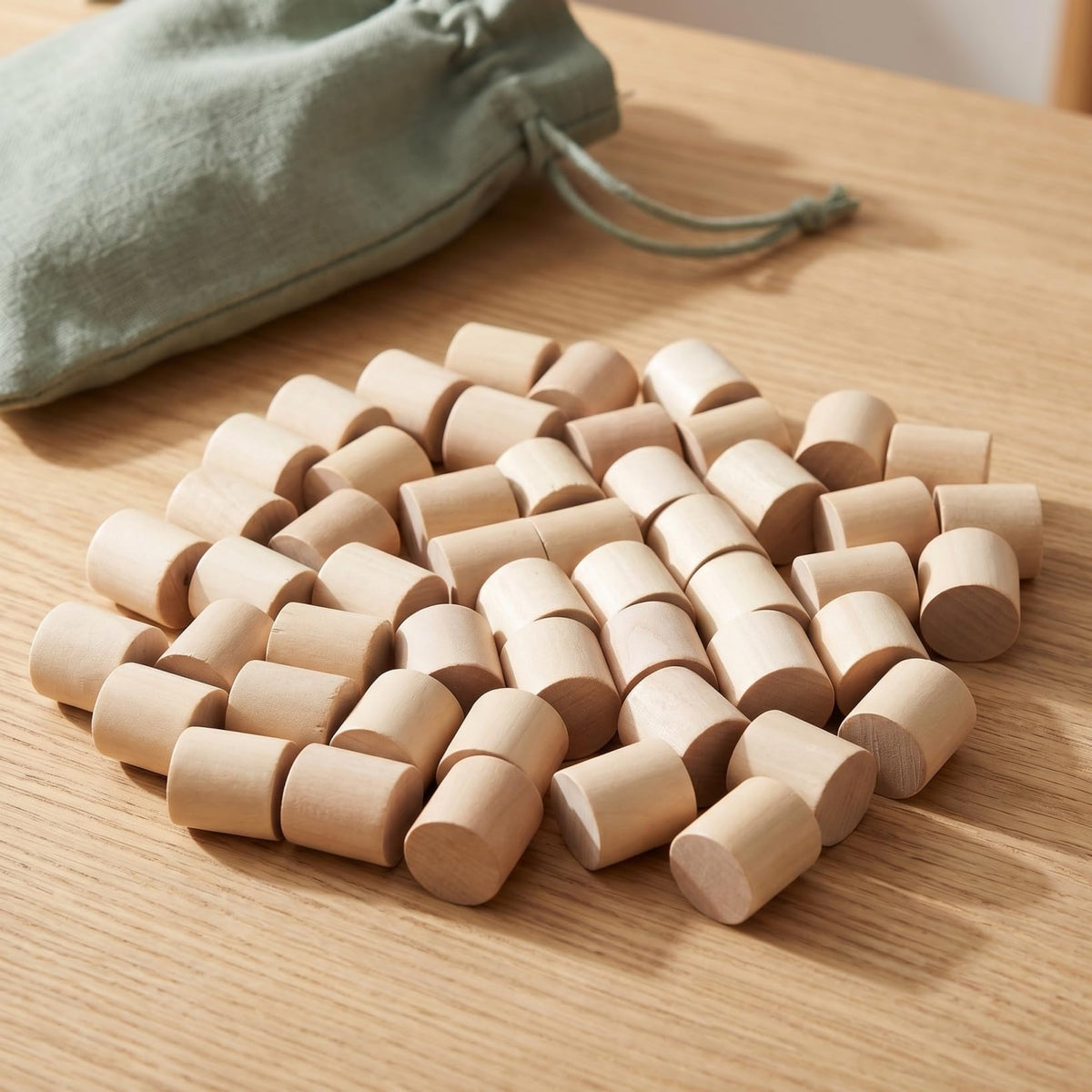 TOPPERFUN 50pcs Unfinished Wooden Blocks Solid Wood Crafting Cylinders for Projects Painting Educational Use and Model Making