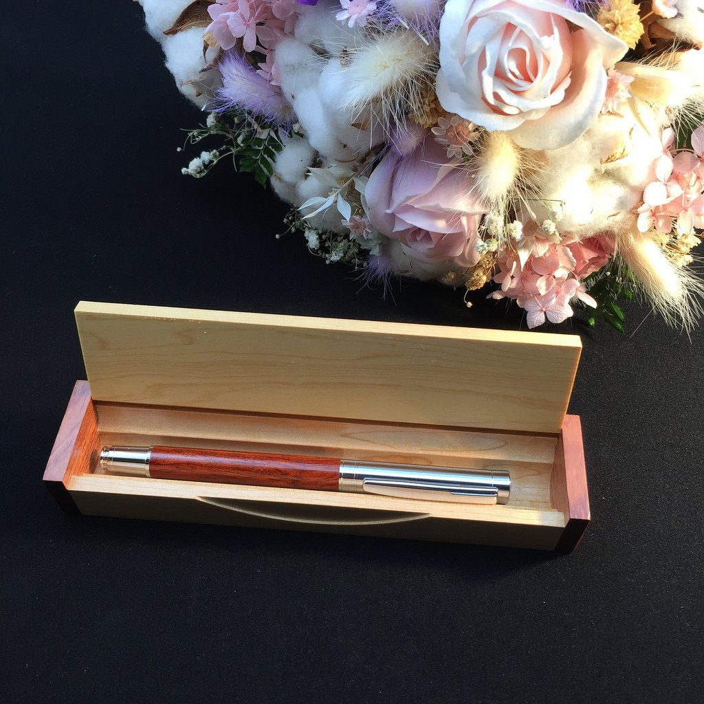 LACHIEVA LUX Rosewood Fountain Pen, German Fine Nib, Smooth Ink Flow, Wooden Gift Box with Converter & 2 Cartridges, Fancy Pen for Men and Women