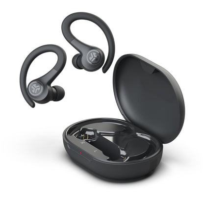 JLab Go Air Sport+ Running Headphones - True Wireless Headphones Bluetooth, Hook Over Ear Earbuds for Sports & Gym, 35+ H Playtime In Ear Buds, IP55 Sweat-Resistant, Be Aware Mode, Graphite