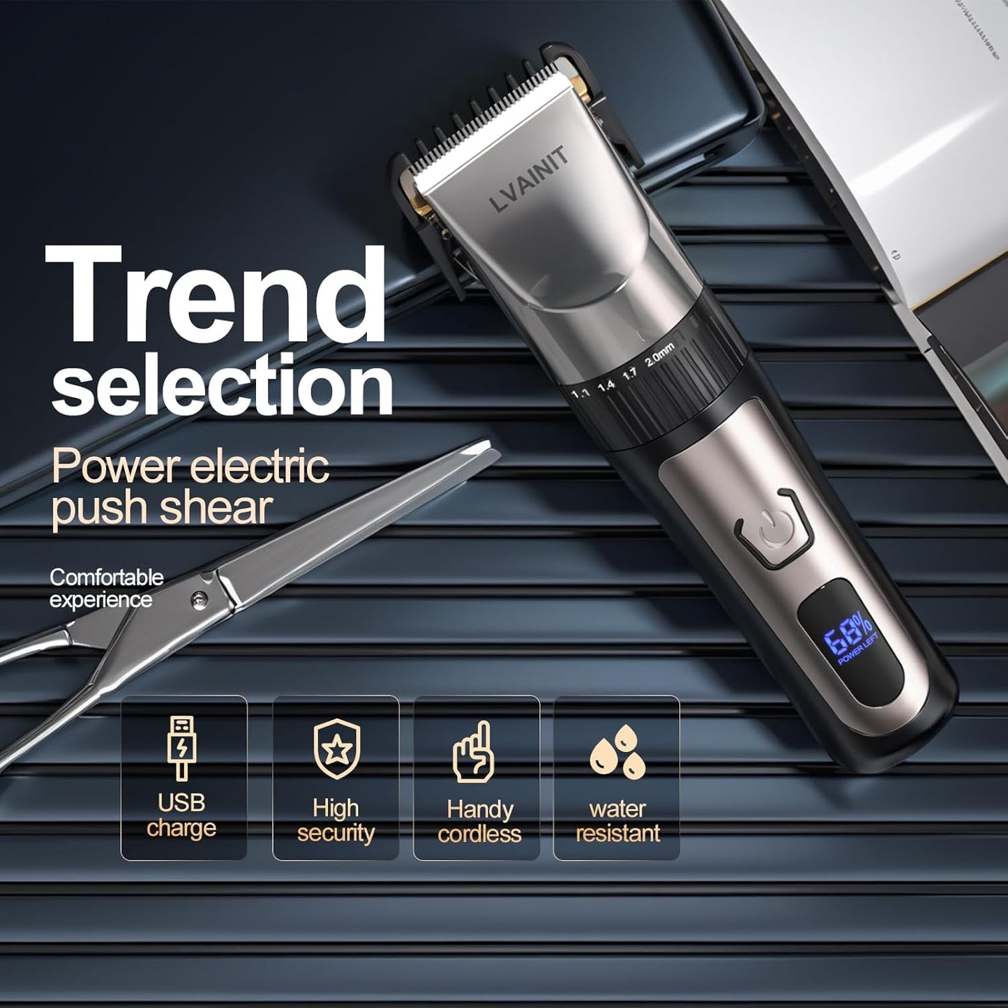 Hair Clippers for Men, Cordless LCD Rechargeable Hair Trimmer Beard Trimmer for Men, Men's Grooming Kit for Hair, Face, Beard, Professional Electric Barber Clippers