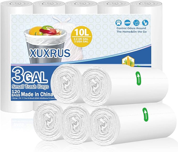 XUXRUS Bathroom Small Trash Bags 3 Gallon Garbage Bags