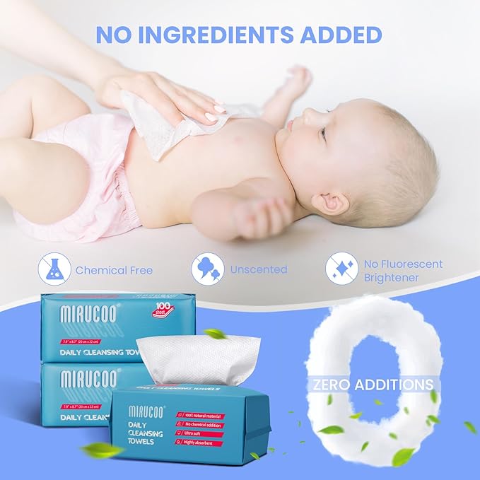 100 Sheet Daily Cleansing Towels Ultra Soft Dry Wipes