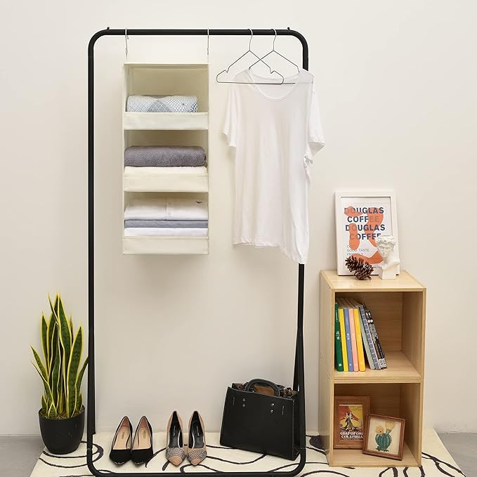 GRANNY SAYS 3-Shelf Hanging Organizer, Foldable Hanging Closet Storage