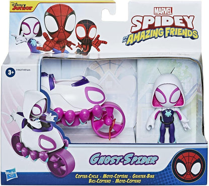 Marvel Spidey & His Amazing Friends Ghost-Spider Action Figure & Copter-Cycle Vehicle, for Kids Ages 3 & Up