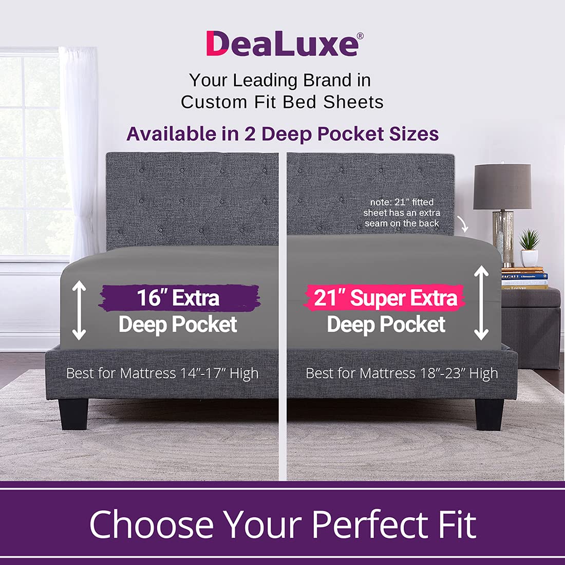 Deep Pocket King Sheets - King Size Sheet Sets with Zippered Pillowcases - 18 Inch Deep Pockets - Fitted & Oversize Flat Sheets
