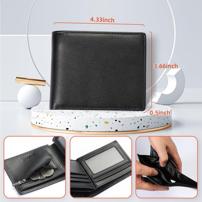 Hoobest RFID Blocking Genuine Leather Wallet Excellent as Travel Case Credit Card Protector Wallets for Men with Coin Pocket