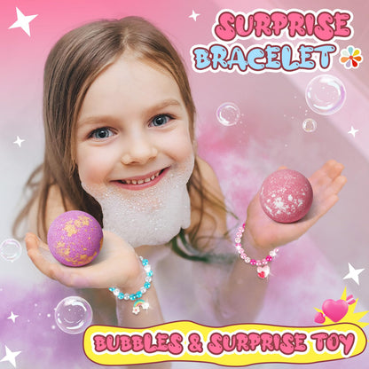 Unicorn Bath Bombs for Kids Girls with Bracelet Inside, sanyi Easter Basket Stuffers Bubble Bath Toys Birthday Gifts for 4 5 6 7 8 Year Old Girl Daughter Granddaughter
