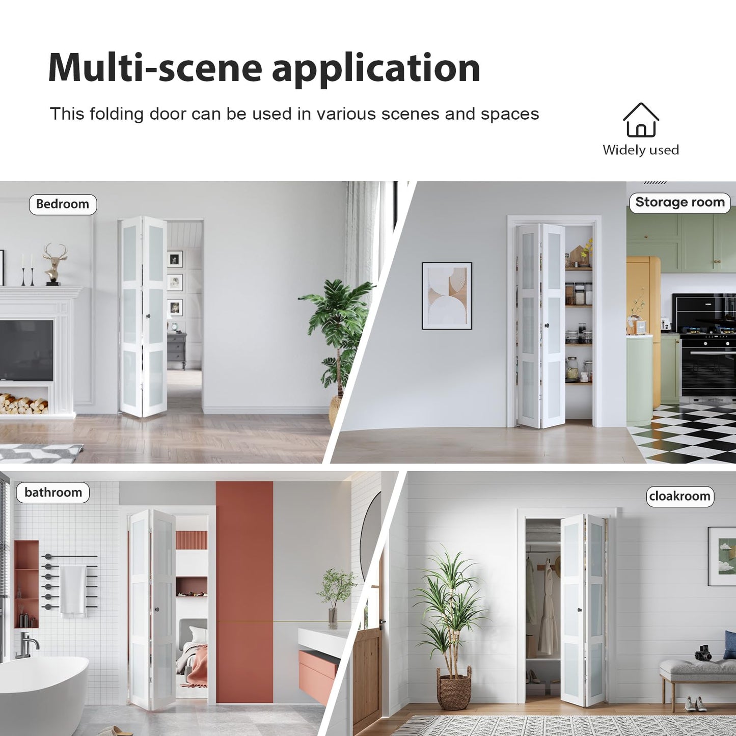 EaseLife Preassembled Bi-Fold Doors, for 24"x 80" Opening,Tempered Frosted Glass Closet Folding Barn Door with Concealed Hardware Kit,MDF Wood Panel,Water-Proof PVC Surface,Easy Installation