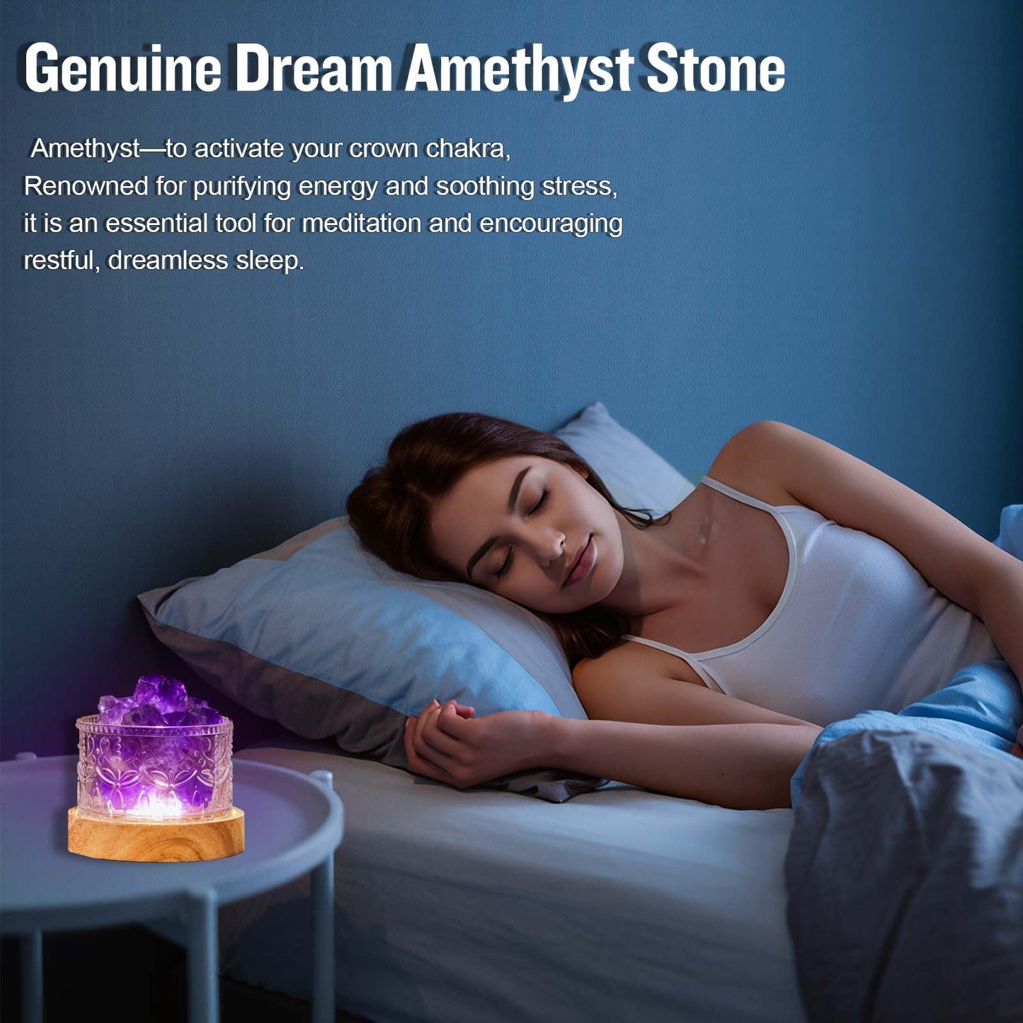 Runyangshi Amethyst Crystal Lamp Night Light - Natural Dream Amethyst Crystal Stone, 3 Lighting Modes with 10 Brightness Levels, Kid & Pet Friendly Design, USB Powered, Ideal for Home and Decor & Gift