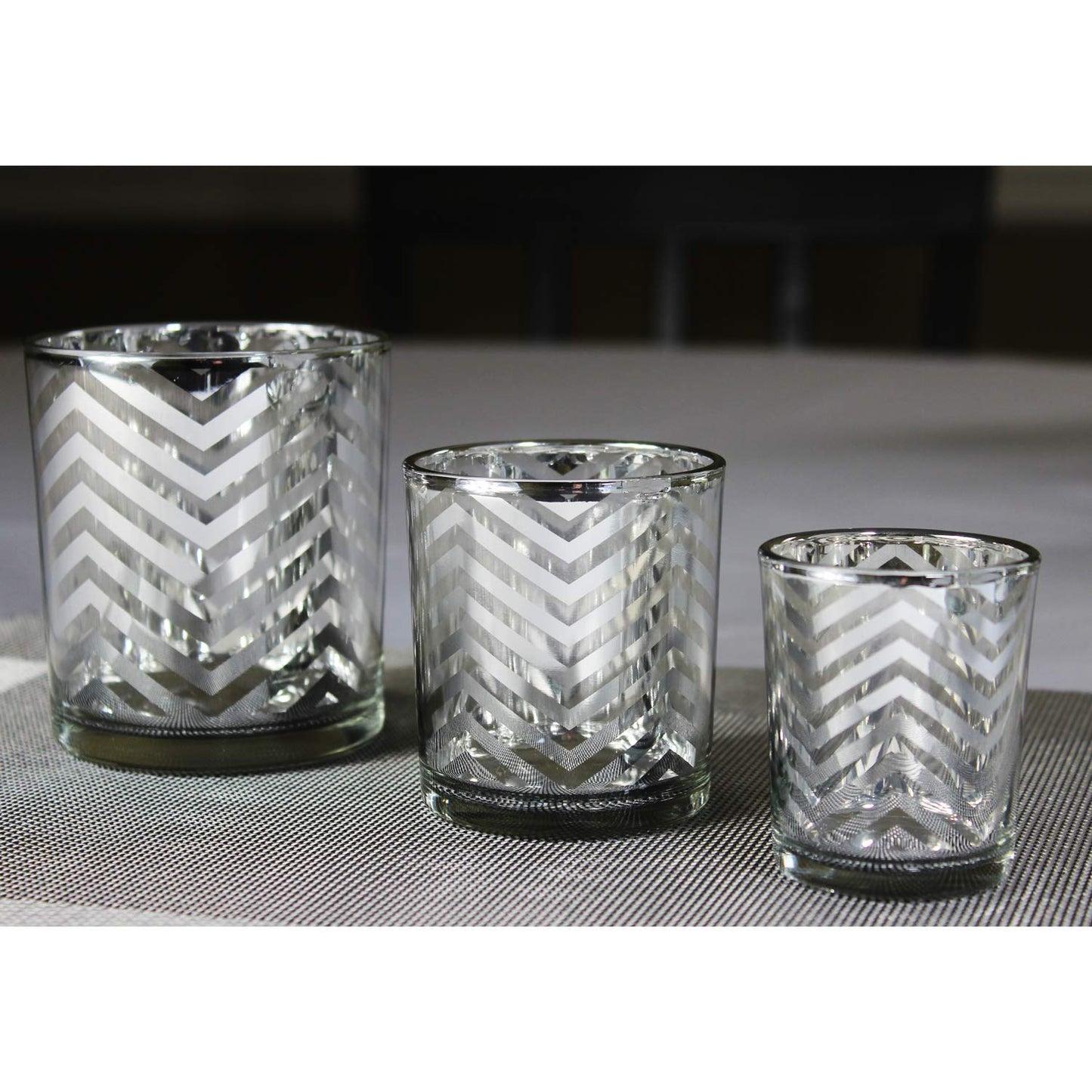 Seraphic Glass Votive Tealight Candle Holders in Bulk for Table Centerpiece Wedding Decor, Silver, 2.75" Tall, Set of 12