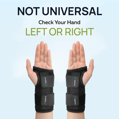 ZOFORE SPORT Carpal Tunnel Wrist Brace Support with 2 Straps and Metal Splint Stabilizer - Helps Relieve Tendinitis Arthritis Carpal Tunnel Pain - Reduces Recovery Time for Men Women - Left (L/XL)