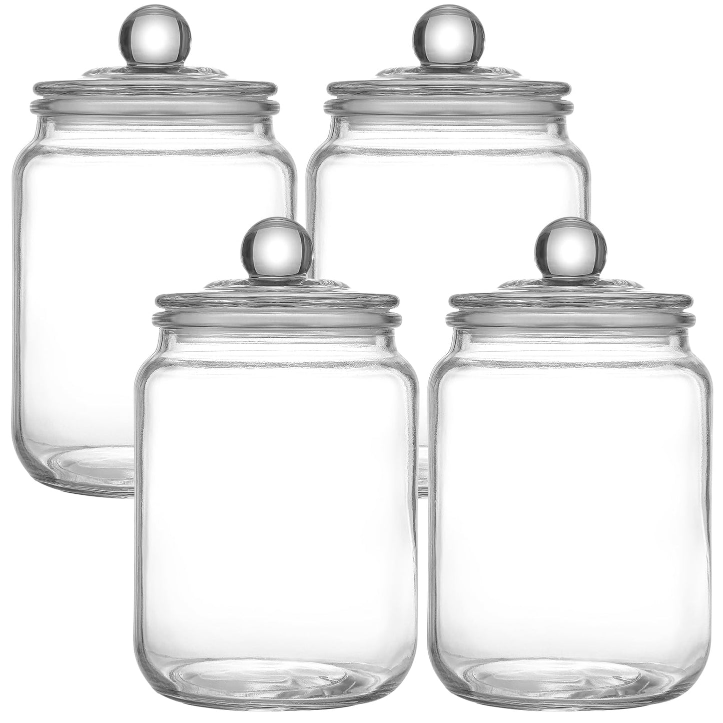 MRZIKPO Glass Jars with Airtight Lid Set of 4, Food Jars 34 oz, Pickle Jars, Canning Jars, Glass Containers, Suitable for Kitchen, Pickles, Flour, Grains, Pasta, Sugar, Herbs, Coffee