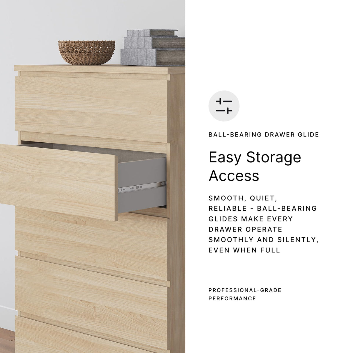Signature Design by Ashley Onita Contemporary 5-Drawer Chest with Ash Finish, Light Brown