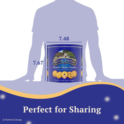 Royal Dansk Danish Butter Cookies, Premium Assorted Cookies in a Gift Tin, Great for Sharing and Gifting, 48 oz