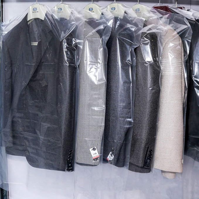 40Pcs Clear Plastic Dry Cleaning Garment Bags Can be Hung Transparent Clothing