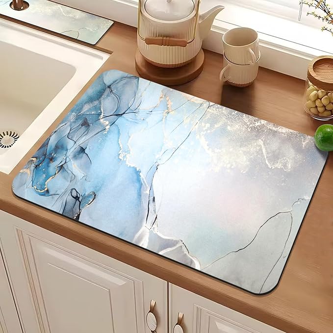 24.5" x 15.5" Dish Drying Mat & 24" x 5.5" Sink Splash Guard, Super Absorbent