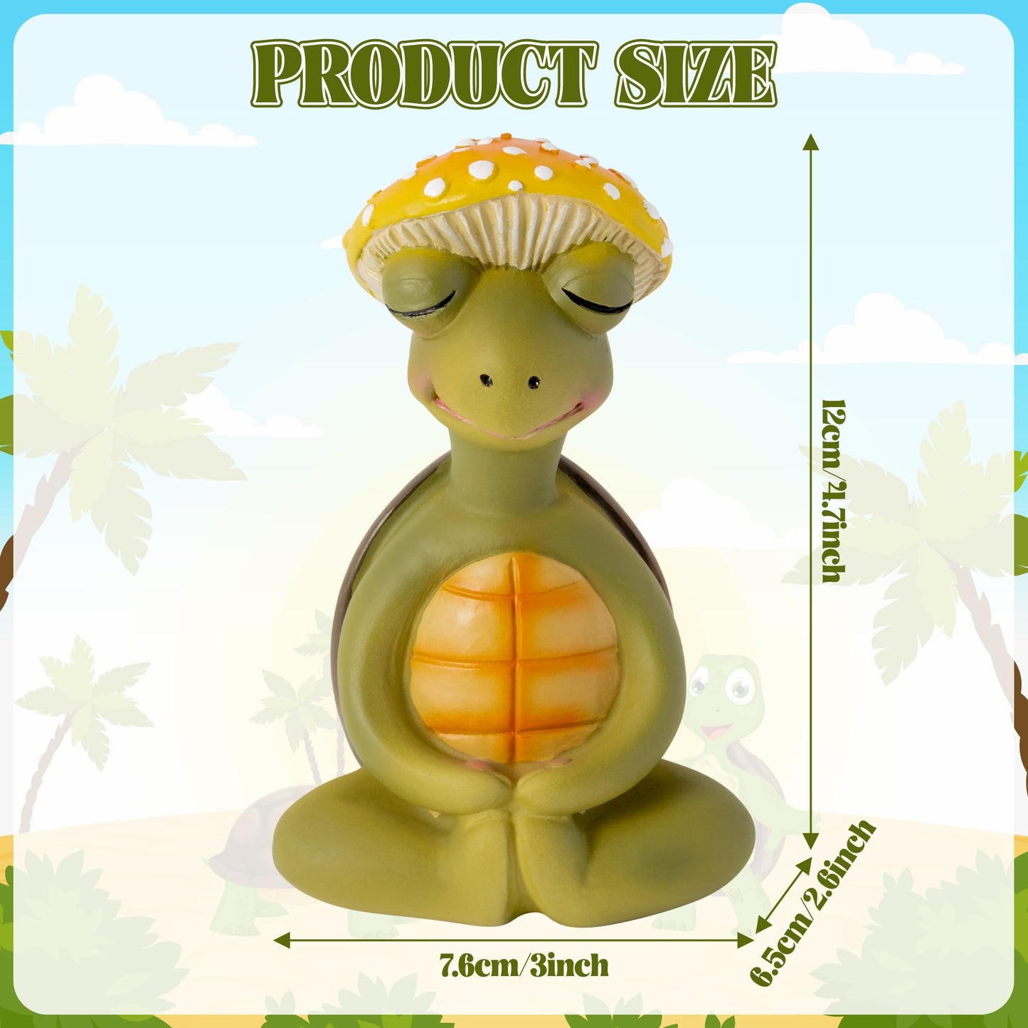 CYjorkbgg Meditation Turtle Resin Statue - Yoga Meditation Turtle Statue for Desk Living Room Resin Figurine for Home Patio Office Decoration Cute Plant Statues for Tabletop Garden Backyard Decor