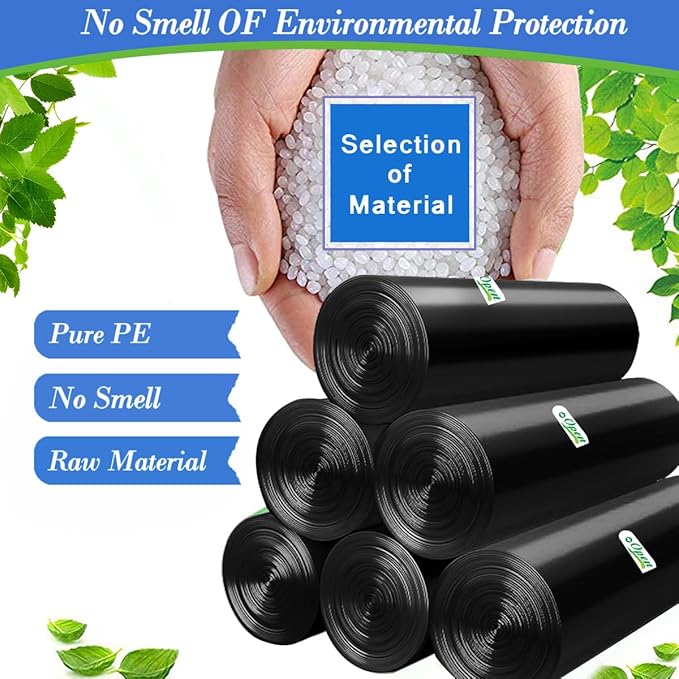 10 Gallon 60pcs Black Trash Bags Strong Black Garbage Bags, Bathroom Trash Can