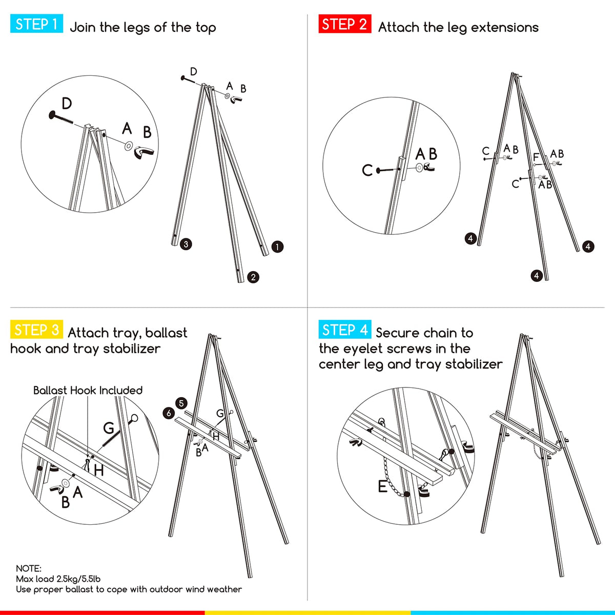 MEEDEN Easel Stand for Wedding Sign: Wood Tripod for Poster Board - Wooden Easel Standing for Display Welcome Picture