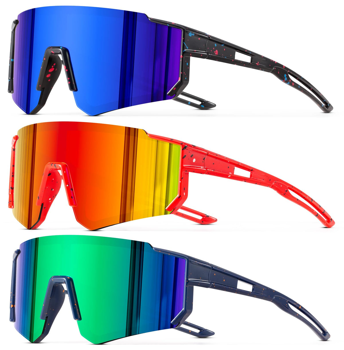 DioKiw 3PACK Kids Sunglasses Polarized Youth Baseball Sunglasses Boys Girls Softball Cycling UV400 Protection Goggles