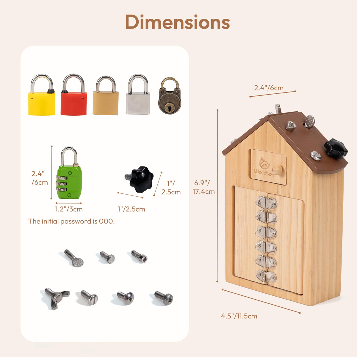 Woodtoe Montessori Screwdriver Board with Lock and Key Toy, Wooden Montessori Toys for Kids 3 4 5 Year Old, Toddler Fine Motor Skills STEM Toy, Preschool Sensory Learning Birthday Gifts for Boys Girls