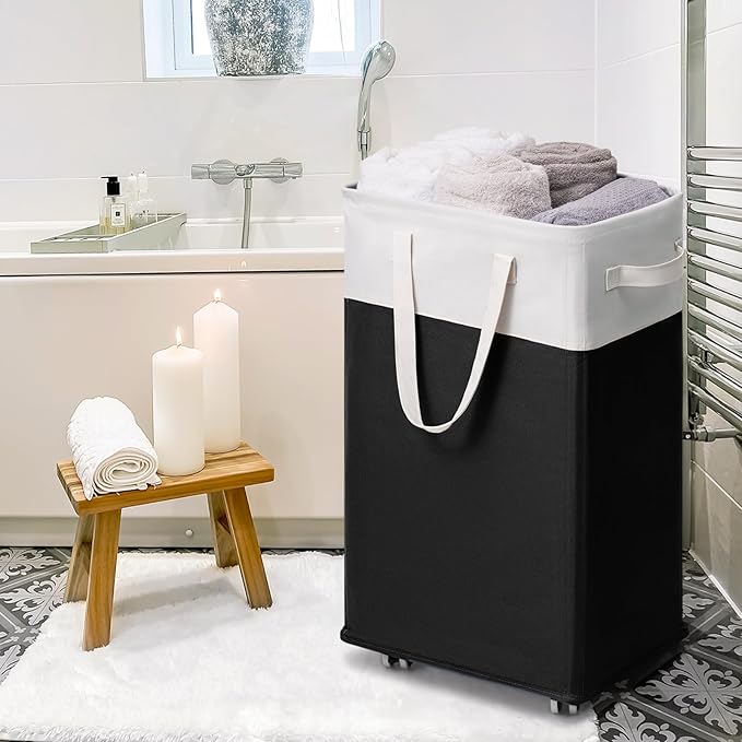 Goodpick Hamper with Wheels 75L 2-Pack, Tall Laundry Basket with Removable Wash