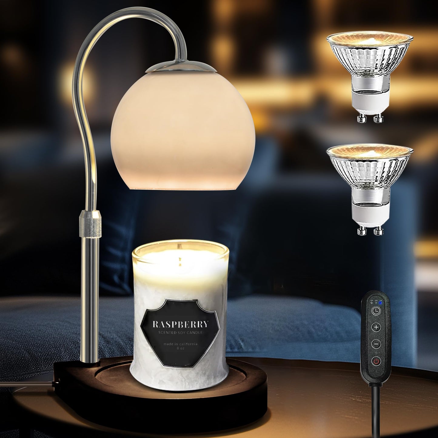 DALUXshop Candle Warmer Lamp with Timer 2H/4H/8H, Adjustable Height Dimmable Candle Lamp with 2 Bulbs, Wax Melt Warmer for Jar Candles, House Warming, Home Decor, Christmas Gifts for Women, Mom(Black)
