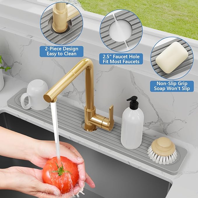 24'' Longer Faucet Mat for Kitchen Sink Stone Faucet Mat for Kitchen Sink
