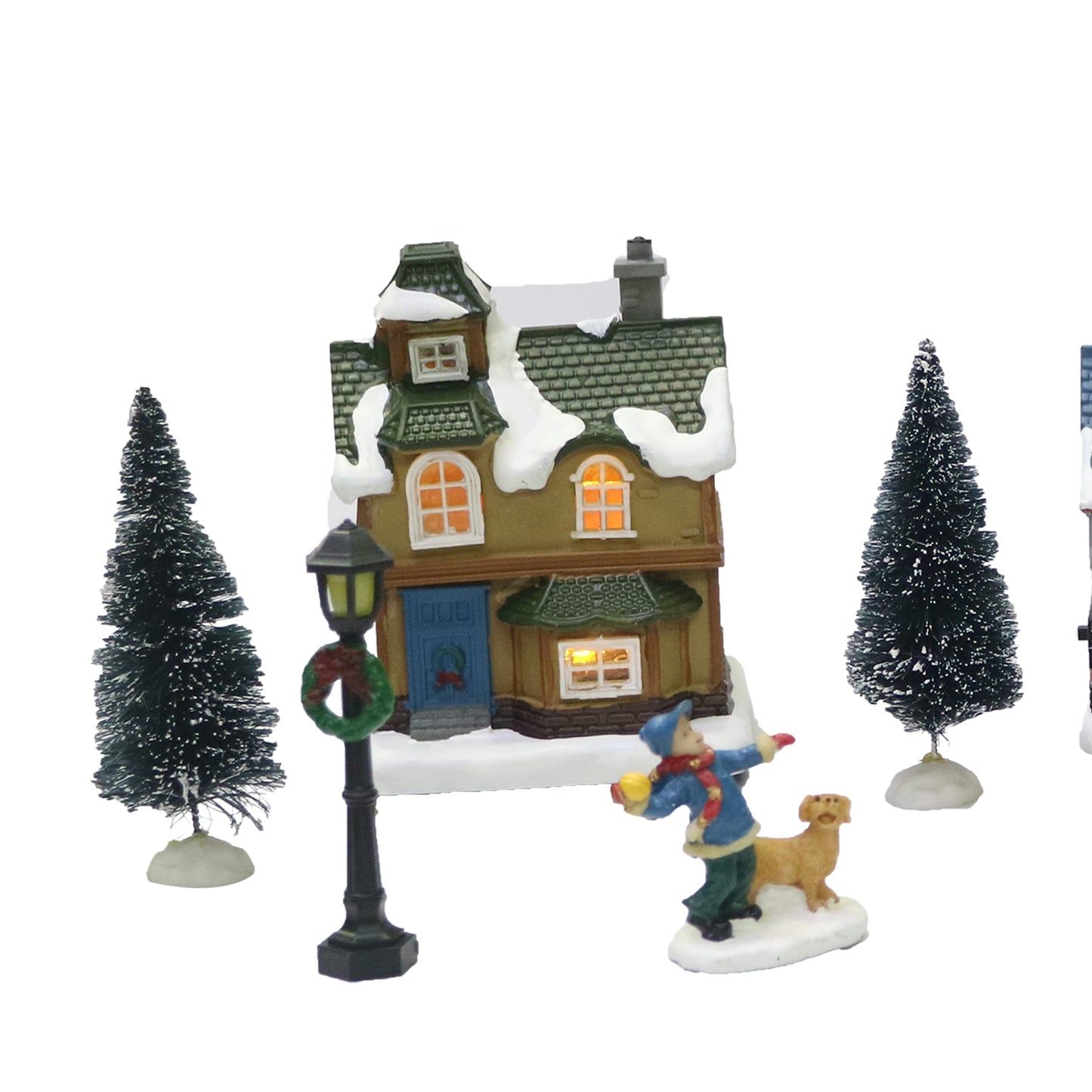 MOMENTS IN TIME Christmas Village Set 12-Piece with LED Lights Miniature Christmas Houses Church Lighted Holiday Décor for Tabletop Mantel Village Display Gift-Ready Packaging