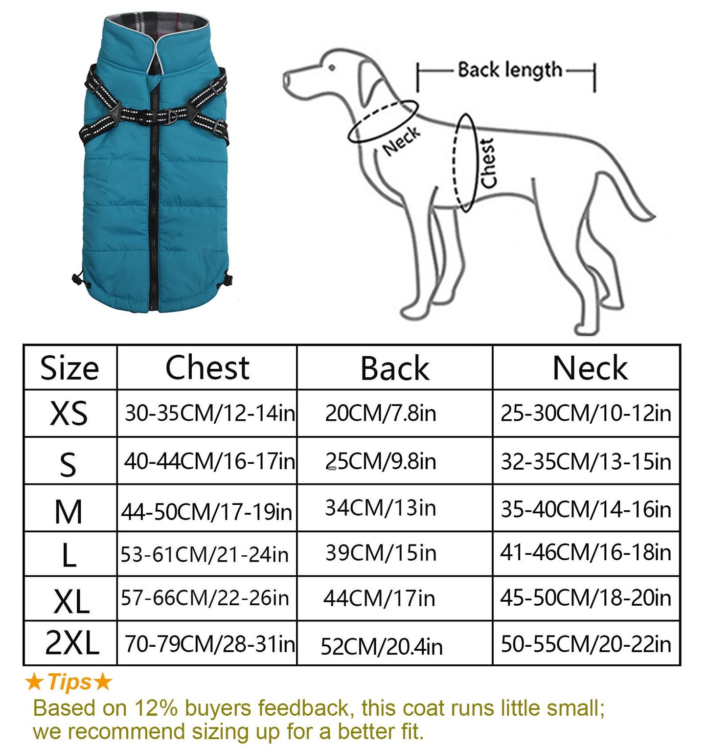 Warm Pet Dog Coats and Jackets,Waterproof Reflective Pet Dog Harness Vest Winter Puppy Clothes with Chest Strap, Outdoor Walking Adjustable Chest Strap-Blue-M