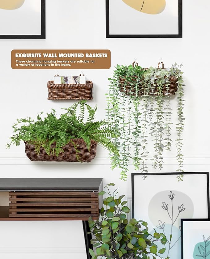 AceList Wall Hanging Basket, Boho Style Hand-Woven Hanging Storage Baskets
