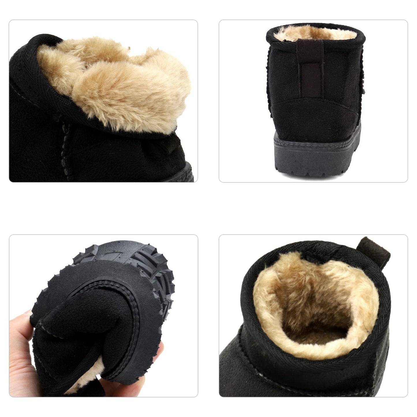 MK MATT KEELY Baby Winter Booties for Toddlers Kids Boy Girl Warm Snow Boots Plush Shoes with Soft Rubber Sole Black