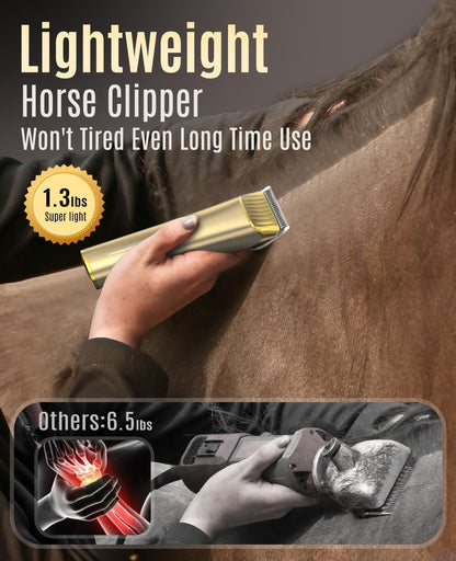 oneisall Horse Clippers,Low Noise Cordless Horse Grooming Kit for Horse Thick and Matted Long Hair