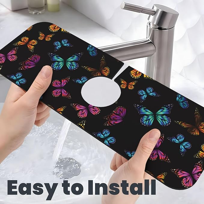 Butterfly Abstract Butterflies Kitchen Sink Splash Guard Faucet Mat Super