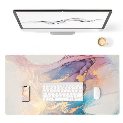 Colorful Star Waterproof Blue Purple Marble Desk Pad, Leather Desk Mat Large Keyboard and Gaming Mouse Pads for Office, Non-Slip Writing Pad Desk Accessories for Women Men 31.5"x15.7"