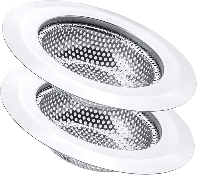 2 Pcs Kitchen Sink Strainer, Stainless Steel Drain Cover, Large Wide Rim 4.5"