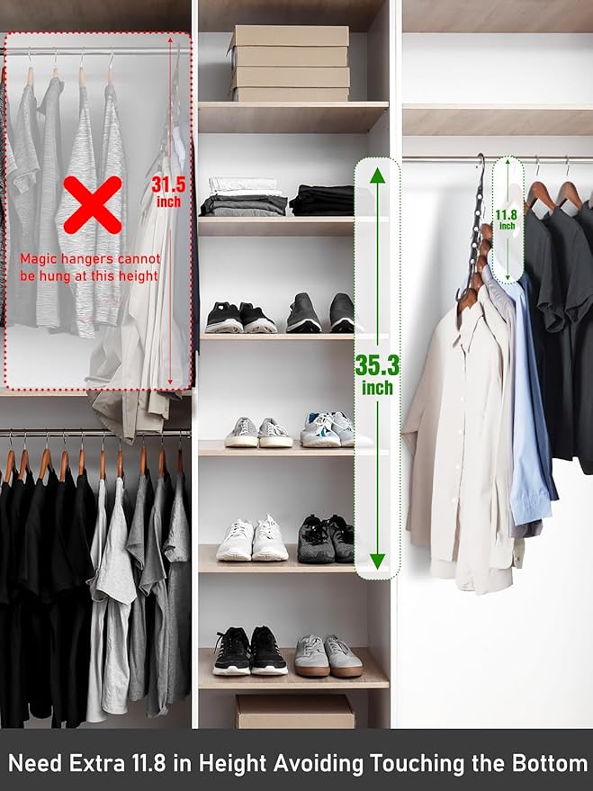 HOUSE DAY Space Saving Hangers, 8 Pack, Collapsible Closet Organizer, Smart