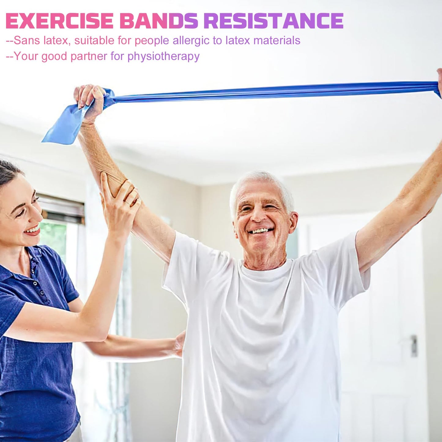 Resistance Band Set, 1.8 M Exercise Bands with 5 Resistance Levels, Long Stretch Bands for Men & Women, Workout Resistance Bands for Yoga Gym Pilates Fitness Strength Training Muscle Building