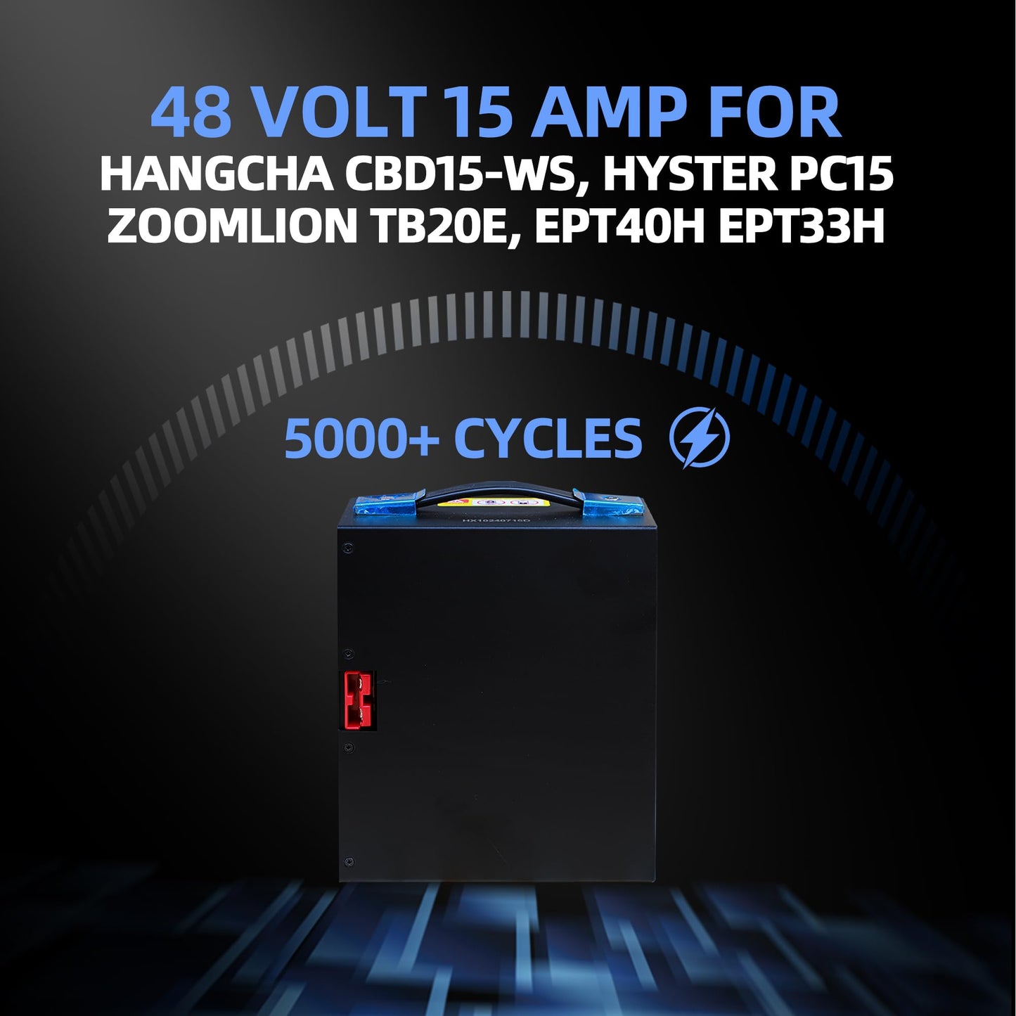 48V/15Ah Lithium Battery for Electric Pallet Jack Truck, Built-in Smart BMS, Perfect for HANGCHA CBD15-WS, HYSTER PC15, ZOOMLION TB20E, EPT40H EPT33H, 48V Lifepo4 Battery with Multiple Protection