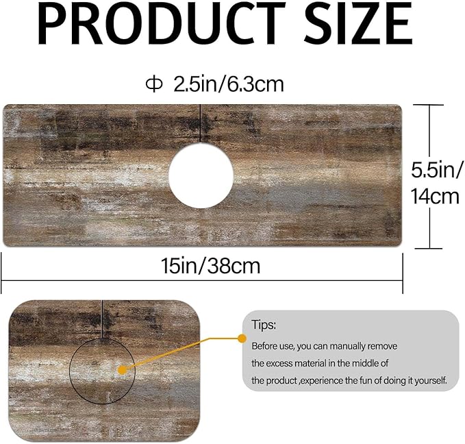 MCALK Dark Brown Kitchen Sink Faucet Mat Splash Guard, Absorbent Quick-Dry