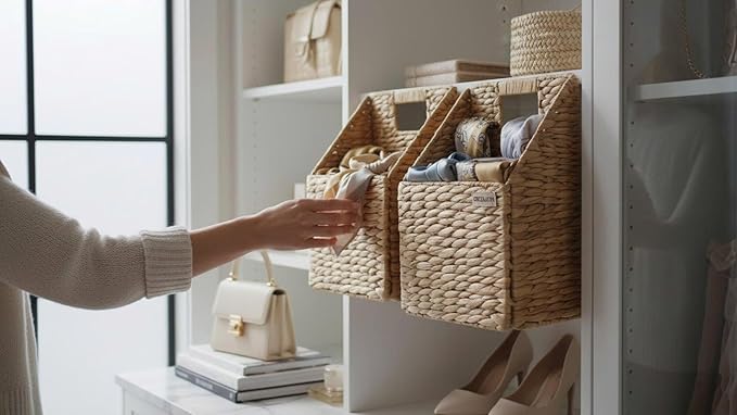 Wicker Hanging Storage Basket, Water Hyacinth Baskets, Wall Decor Hyacinth