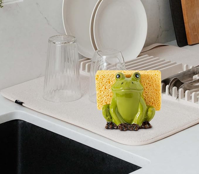 Frog Sponge Holder for Kitchen Sink Cute Kitchen Sponge Holder Ceramic Kitchen
