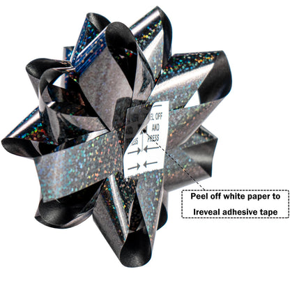 WRAPAHOLIC Black Gift Bow Assortment (24 Bows) for Birthday, Wedding, Christmas, Baby Shower, Bridal Showers
