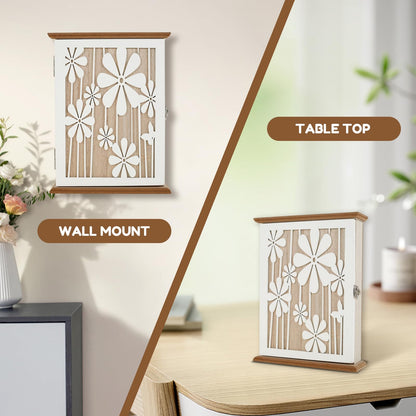 Kandishiex US Wooden Key Box Wall Mount Wooden Key Holder Decorative Wall Key Hanger with 6 Key Hooks Rustic Key Cabinet Key Organizer Entryway Key Holder for Wall Entryway Hallway(Style 1)