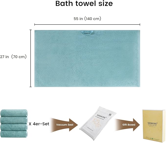 SEMAXE 4-Pack Luxury Bath Towels