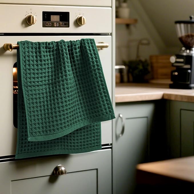 Jacquotha Waffle Hand Towels Set of 5 – Cotton, Quick Dry, Lint Free, 13” x 29”